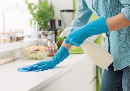 Method for Cleaning and Disinfecting Kitchen Surfaces